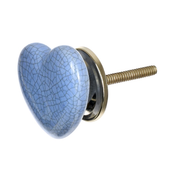 Ручки керамические для мебели Сердце цвет серо-голубой (6 шт)