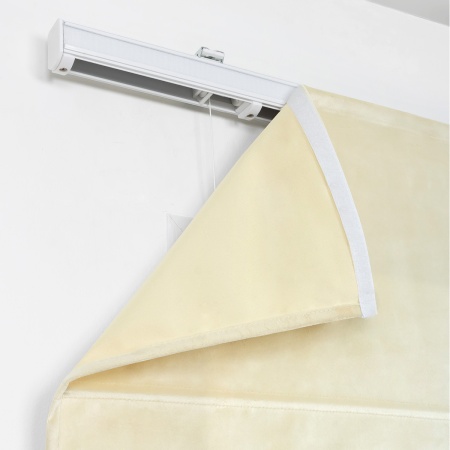 Римская штора с помпонами Марсель, на цепочном механизме, цвет ванильный 