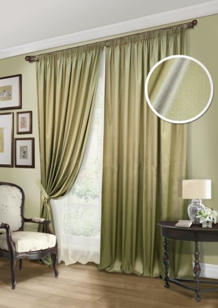 Комплект штор "Simona-S" 2 шторы 220х270, тюль 450х270 зеленый