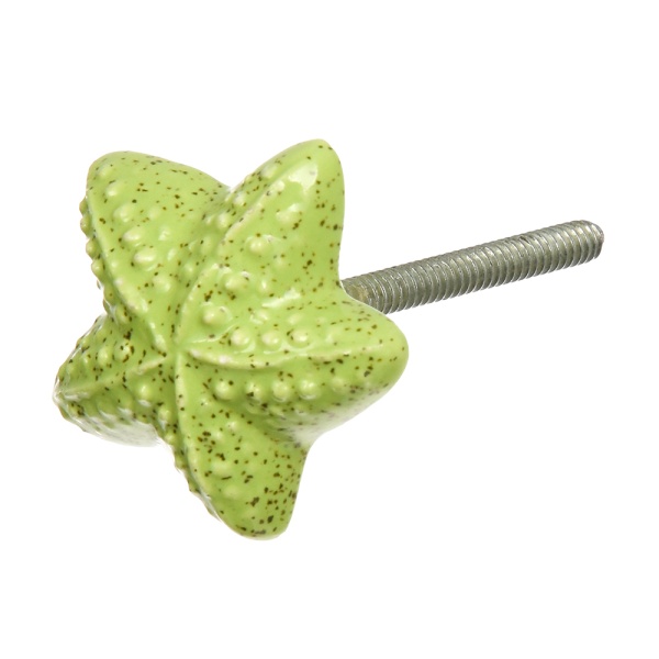 Ручки керамические для мебели Морская звезда цвет зеленый (6 шт)