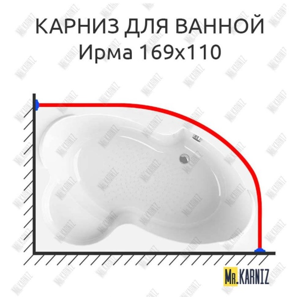 Карниз для ванной Vannesa Ирма 169х110 Усиленный 25 мм