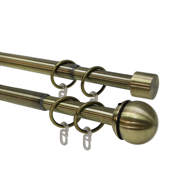 Карниз телескопический двухрядный, металл, Классика, Золото антик, 160-320см