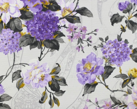 Штора на тесьме "Melodia" 136x175 фиолетовые цветы