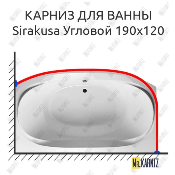 Карниз для ванны 1 MarKa Sirakusa Угловой 190х120 Усиленный 25 мм 