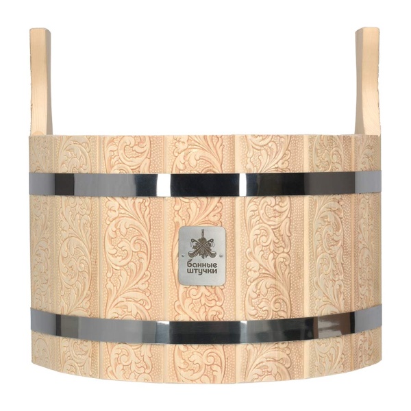 Ушат "шайка" 9 л, "Цветы", с нержавеющей вставкой, система регулировки обручей, липа "Банные штучки"