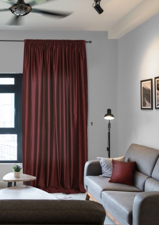 Портьера на тесьме "Caprise" 200х270 бордовый Портьера на тесьме "Caprise" 200х270 бордовый