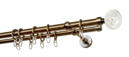 Карниз 2-х рядный гладкий ∅20/16мм, бронза, 400 см, ШарГелий