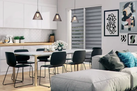 Рулонные шторы день ночь УЮТ Тиссура цвет серебро