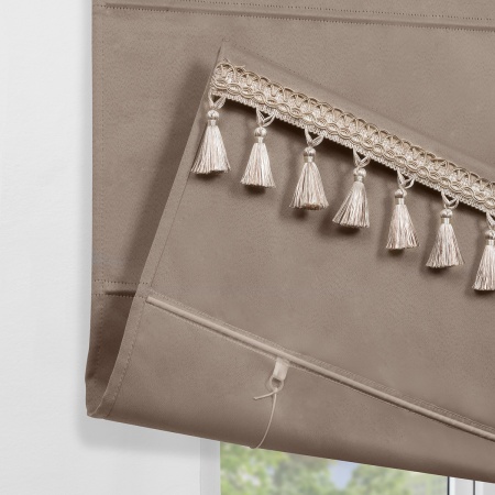 Римская штора с бахромой, Фортуна Blackout на ВМ, цвет бежевый