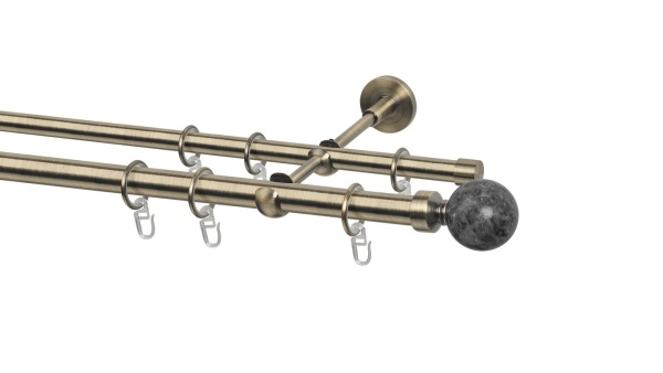 Карниз двухрядный, Наконечник Шар гранит, Золото антик, Д20