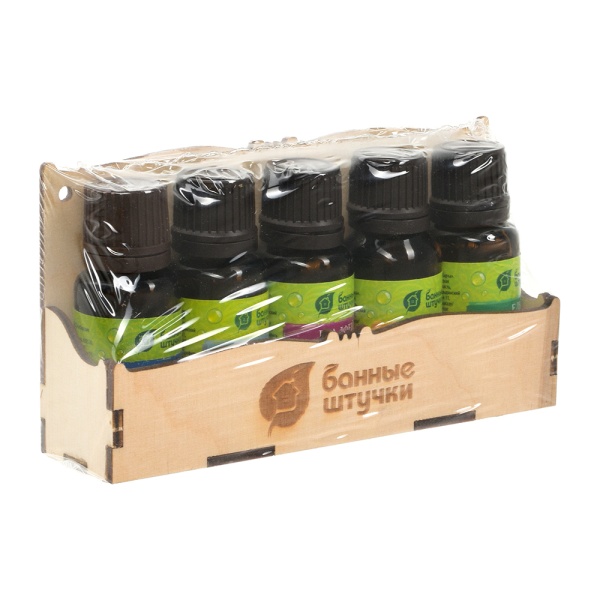 Набор эф. масел "Легкое дыхание" (пихта+можжевельник+ель+шалфей+эвкалипт) 5 масел по 15 мл "Банные штучки"