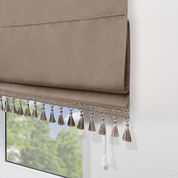 Римская штора с бахромой, Фортуна Blackout на ВМ, цвет бежевый