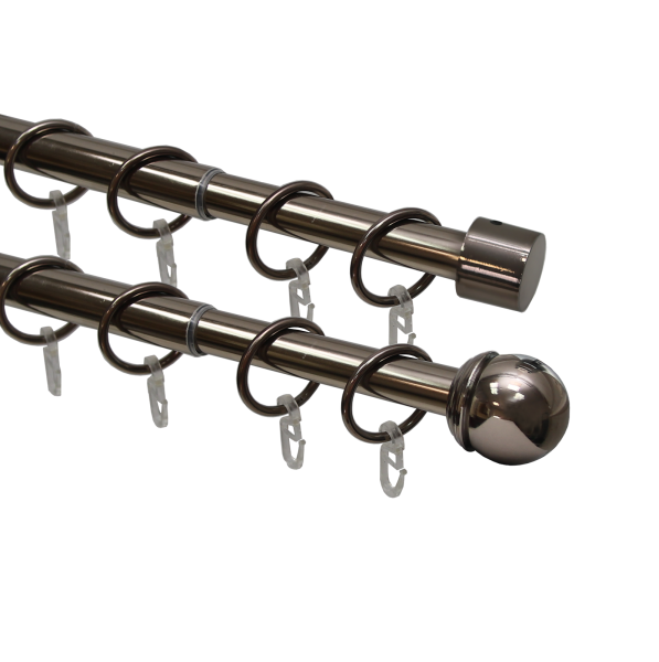 Карниз телескопический двухрядный, металл, Классика, Коньяк, 160-320см