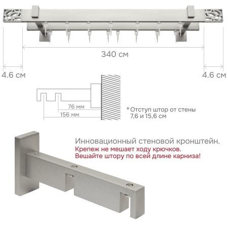 Карниз для штор двухрядный Хай Тек Твист сатин