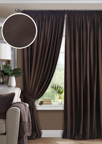 Комплект штор на тесьме "Pudra" 200х270 коричневый темный