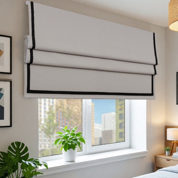 Римская штора Калипсо блэкаут с кантом, цвет белый