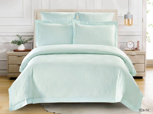 Постельное белье Двуспальное Cleo Soft Cotton цвет бледно-бирюзовый