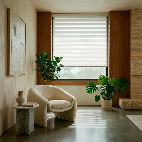 Автоматическая рулонная штора "день-ночь", белый, 180x200