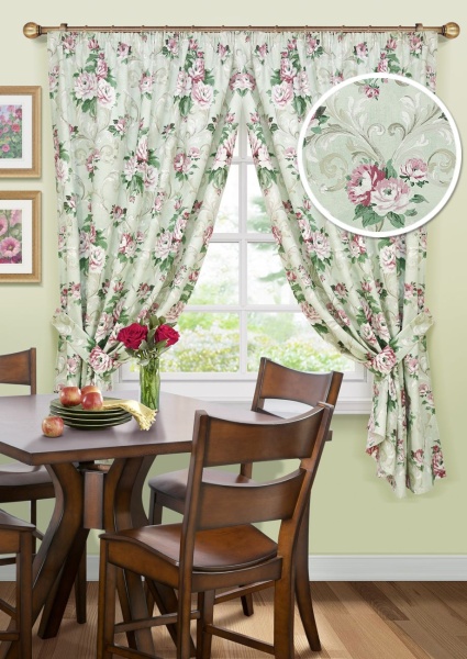 Комплект штор на тесьме Aquarelle - SK 2 шторы 136х175 см 2 подхвата с принтом