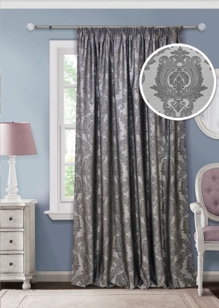 Штора на тесьме 220х270 см Vera с подхватом цвет темно-серый