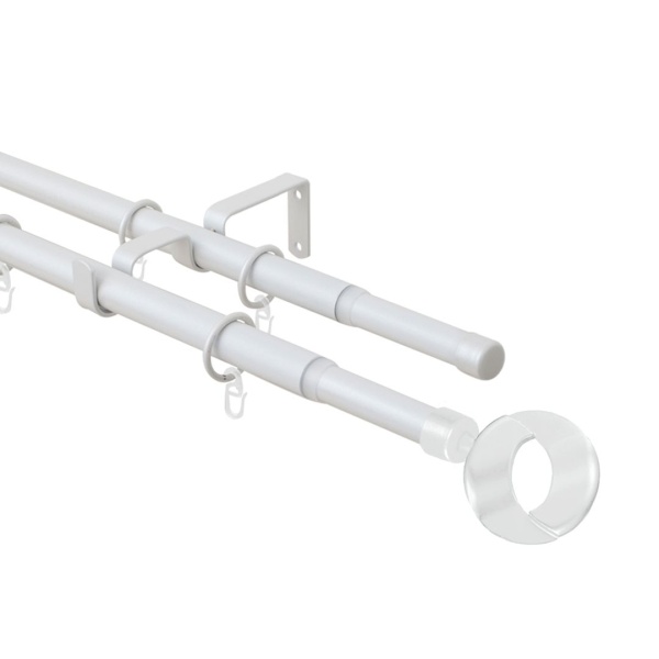 Карниз телескопический двухрядный, металл, Наконечник Кольцо, Жемчуг, 160-320см