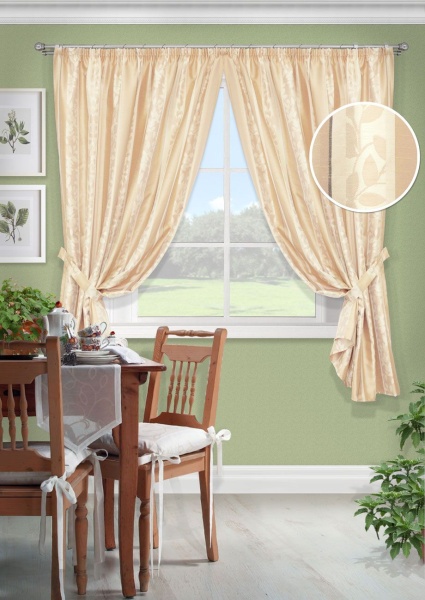 Комплект штор на тесьме  "Wood-S" 2 шт 146x170см беж