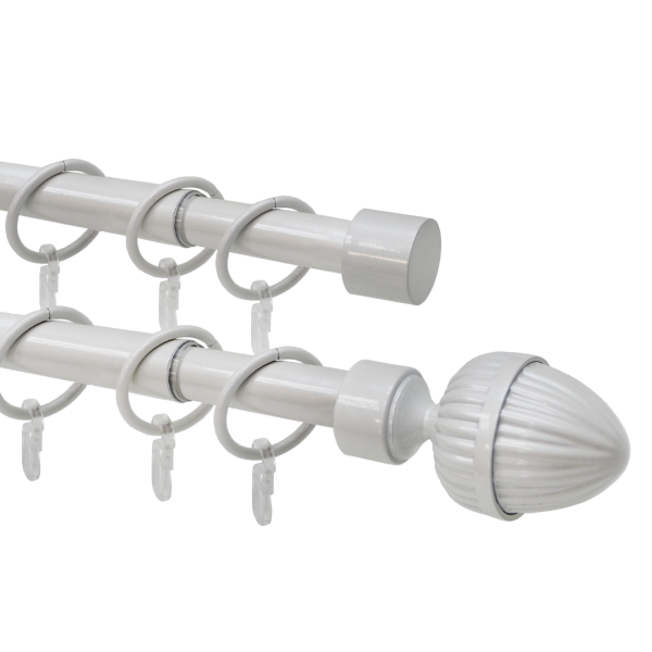 Карниз телескопический двухрядный, металл, Наконечник Орех, Жемчуг, 160-320см