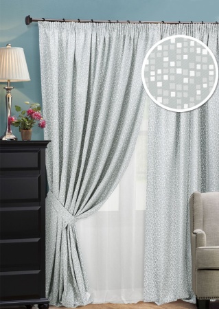 Комплект штор на тесьме "Domino" 2 шторы 200х270, тюль 450х270 серый