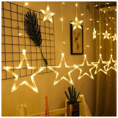 Электрогирлянда светодиодная Vegas Бахрома с звёздочками теплый 2 м