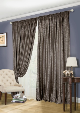 Комплект штор для спальни Ariel-S 2 шторы 200х270, тюль 450х270 коричневый