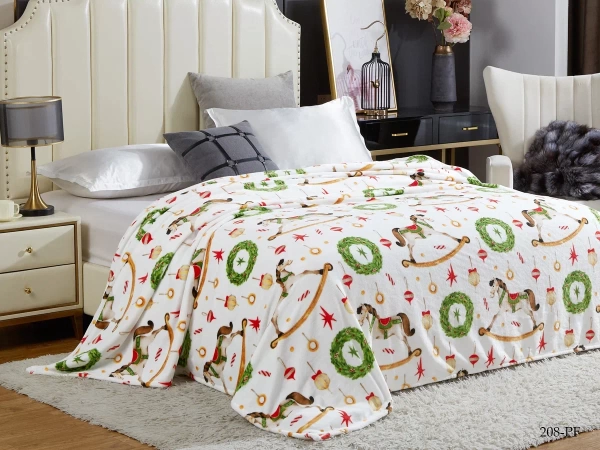 Плед Cleo "California" велсофт двуспальный 180*200 мультиколор лошадки в чемодане