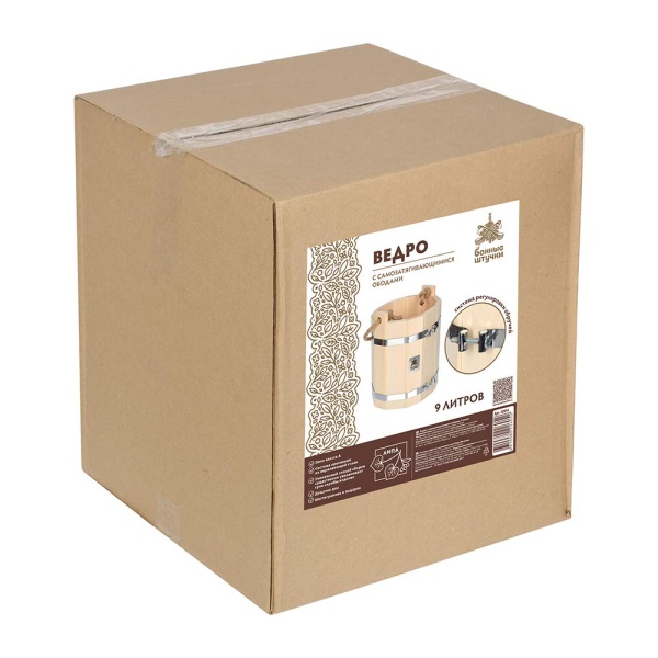 Ведро 9 л, система регулировки обручей, липа "Банные штучки" 