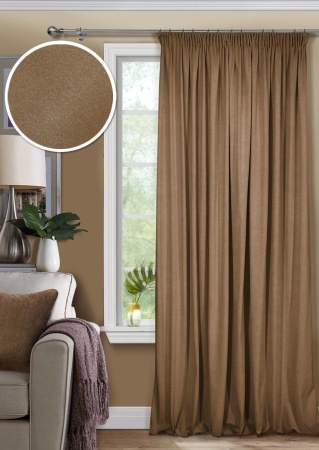 Штора на тесьме 200х270 Pudra с подхватом цвет коричневый