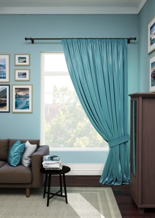 Портьера на тесьме "Avery" 200х280 цвет голубой