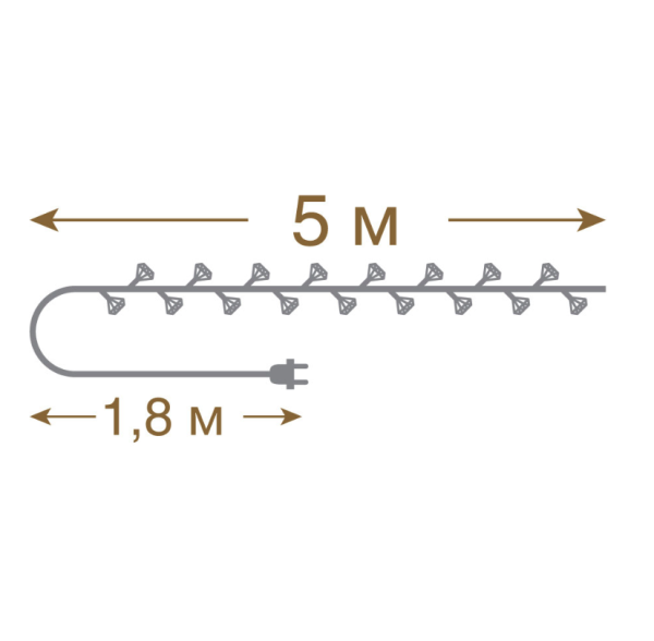 Электрогирлянда светодиодная Vegas Бриллианты теплый 5 м