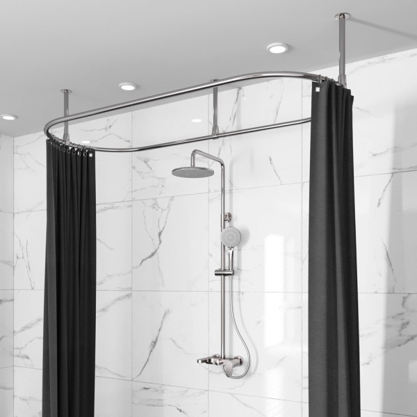 Карниз для ванной Овальный сварной 170х70 усиленный 25 мм