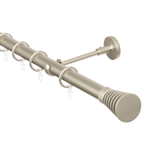 Карниз для штор 300 см, настенный, штанга 25 мм, Конус резной, матовый никель