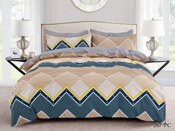 Постельное белье Двуспальное Cleo Pure Cotton с принтом бежевый 200*220