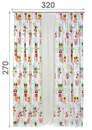 Комплект штор на тесьме "Совы" 160х270/300х270