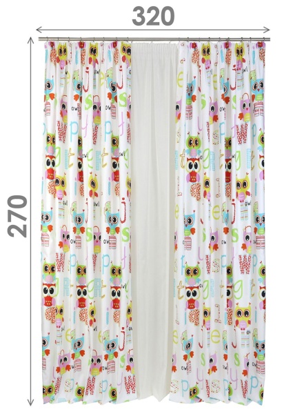 Комплект штор на тесьме "Совы" 160х270/300х270