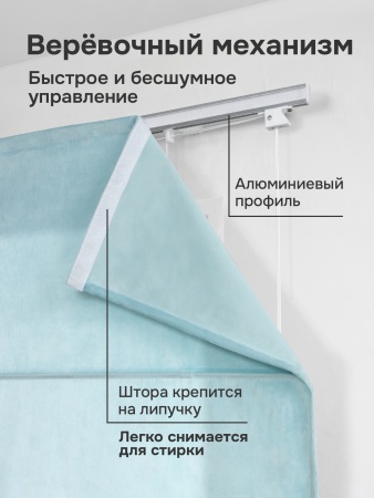 Римская штора "Милфид", Веревочный механизм, цвет голубой
