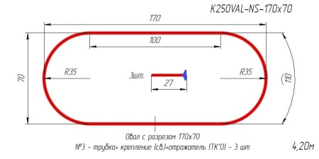 Карниз для ванной Овальный 170х70 усиленный 25 мм