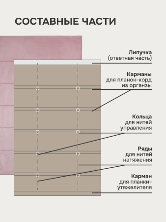Римская штора "Милфид", Без карниза, цвет нюдовый