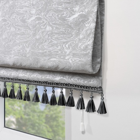 Римская штора с бахромой, Сиеста цвет серый