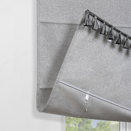 Римская штора с бахромой Валенсия, на цепочном механизме, цвет серый