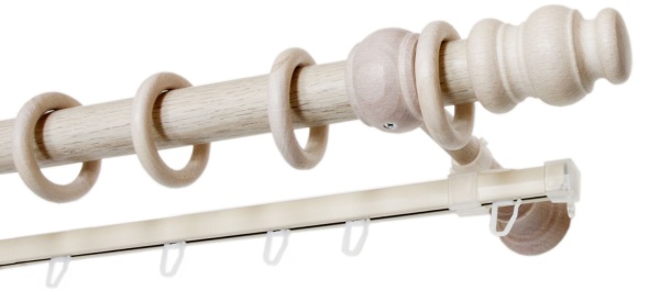 Карниз двухрядный с U-шиной (дерево) D28, Стандарт, цвет Беленый дуб