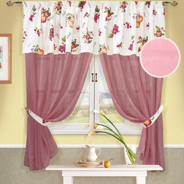 Комплект штор "Cherry-S", 2 шторы 148х170см, ламбрекен 252х48см, 2 подхвата