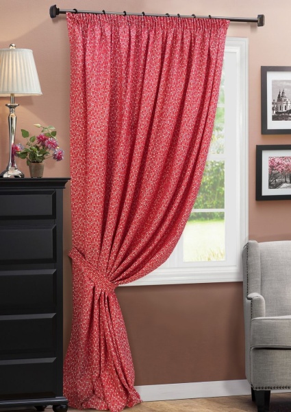 Портьера на тесьме "Domino" 220х270 красный