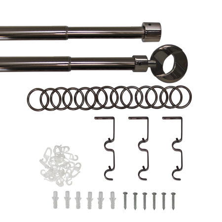 Карниз телескопический двухрядный, металл, Наконечник Кольцо, Коньяк, 160-320см