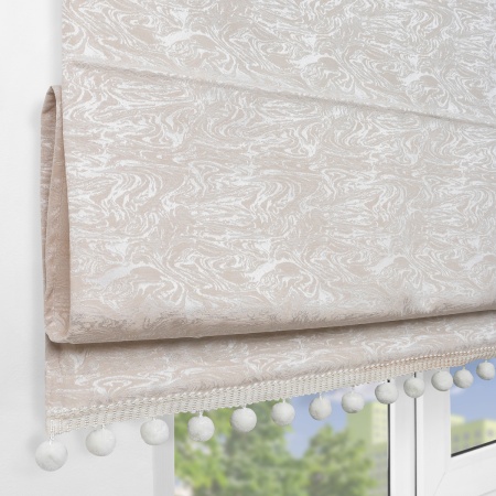 Римская штора с помпонами, Сиеста цвет бежевый